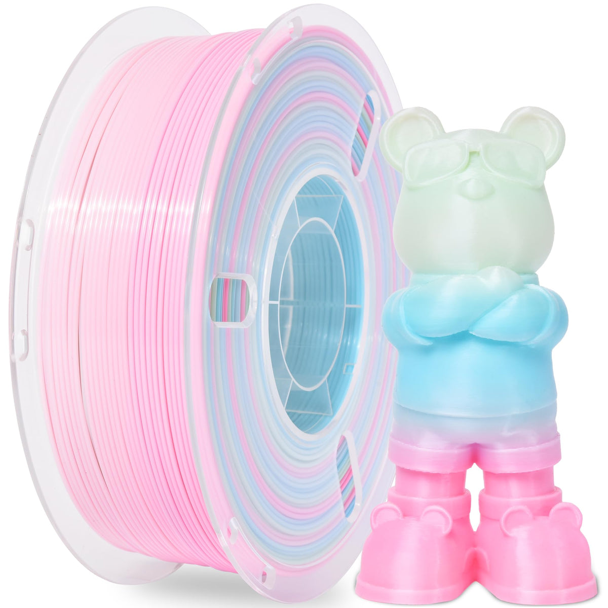 RAMBERY Silk Rainbow PLA 3D Printer Filament Bundle, 10 Colors Total 10kg, 1.75mm Multicolor Gradient 3D Printing Filament for Most FDM 3D Printers, 1KG Spool (2.2lbs) x 10 PCS