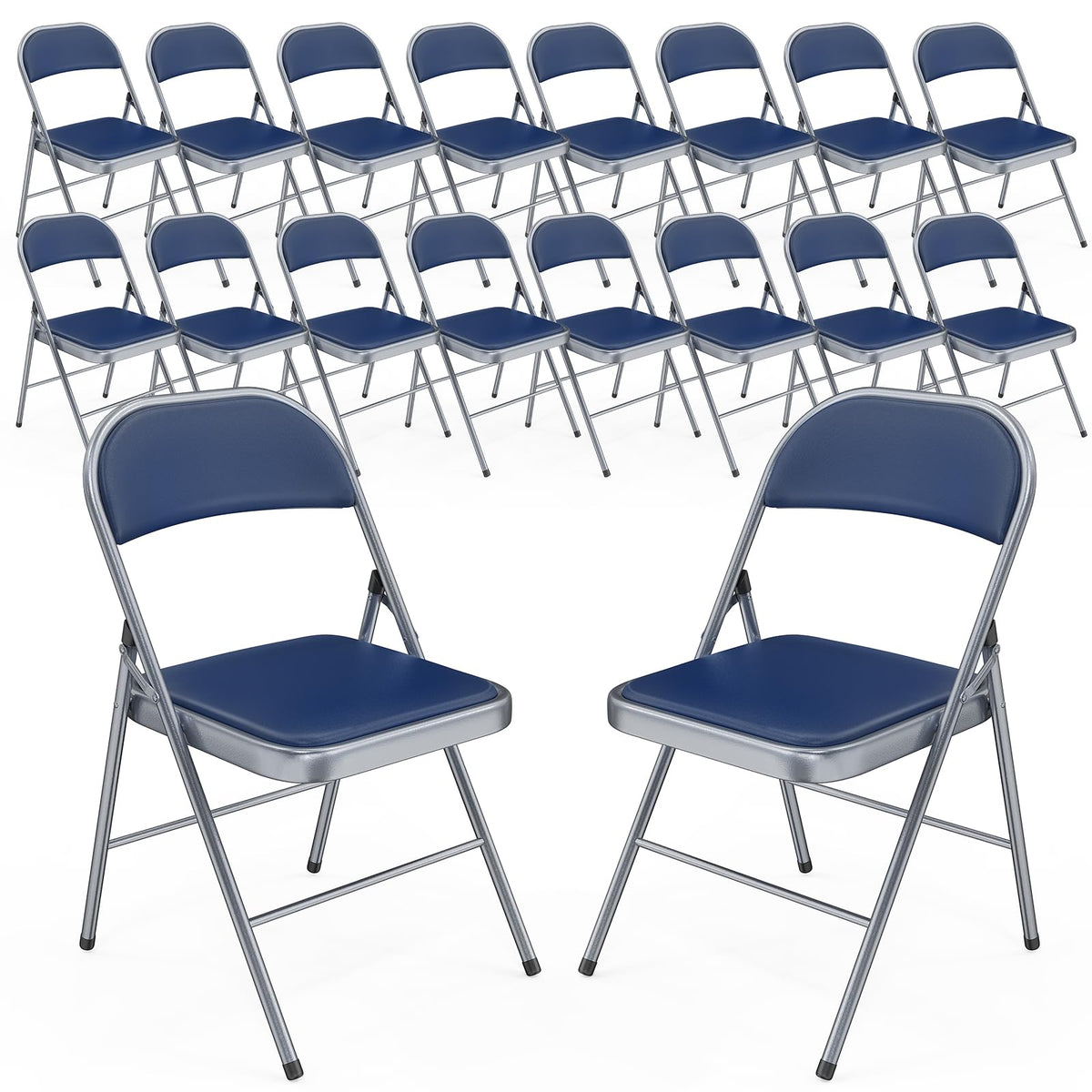 Bonnlo Folding Chair with Comfortable Padded Cushion and Back, Portable Folding Chairs for Outside, Office Events, Weddings, Pu Leather, 6 Black