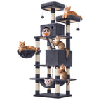 Feandrea Cat Tree, 81.1-Inch Large Cat Tower, Multi-Level Condo, Smoky Gray