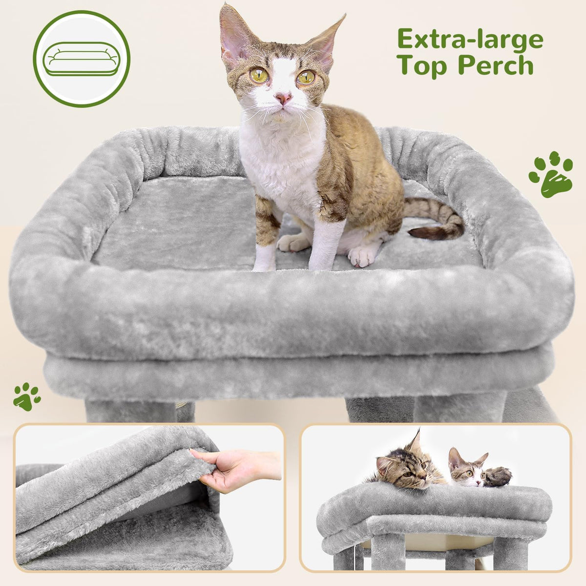 Globlazer Heavy Duty Cat Trees for Big Cats Maine Coon, F61, Light Grey