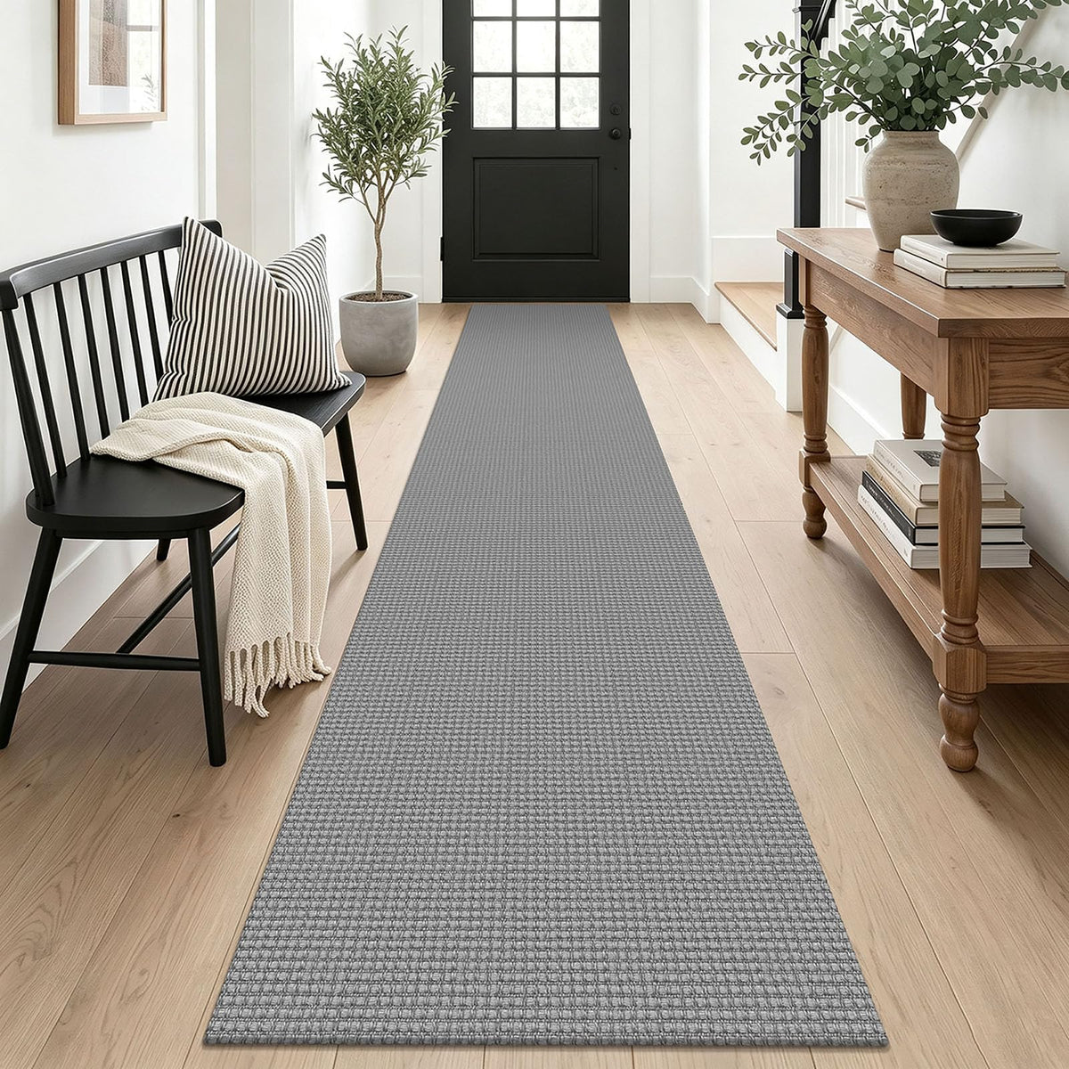 EARTHALL Woven Area Rugs 6x9 Ft Washable Living Room Rugs Non Slip Rubber Backed Dining Room Rug Braided Bedroom Rugs Indoor Floor Carpet for Living Room, Bedroom, Dining Room, Beige/Ivory