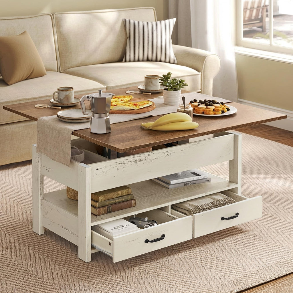 VASAGLE Lift Top Coffee Table with Storage Shelf, 3 Compartments
