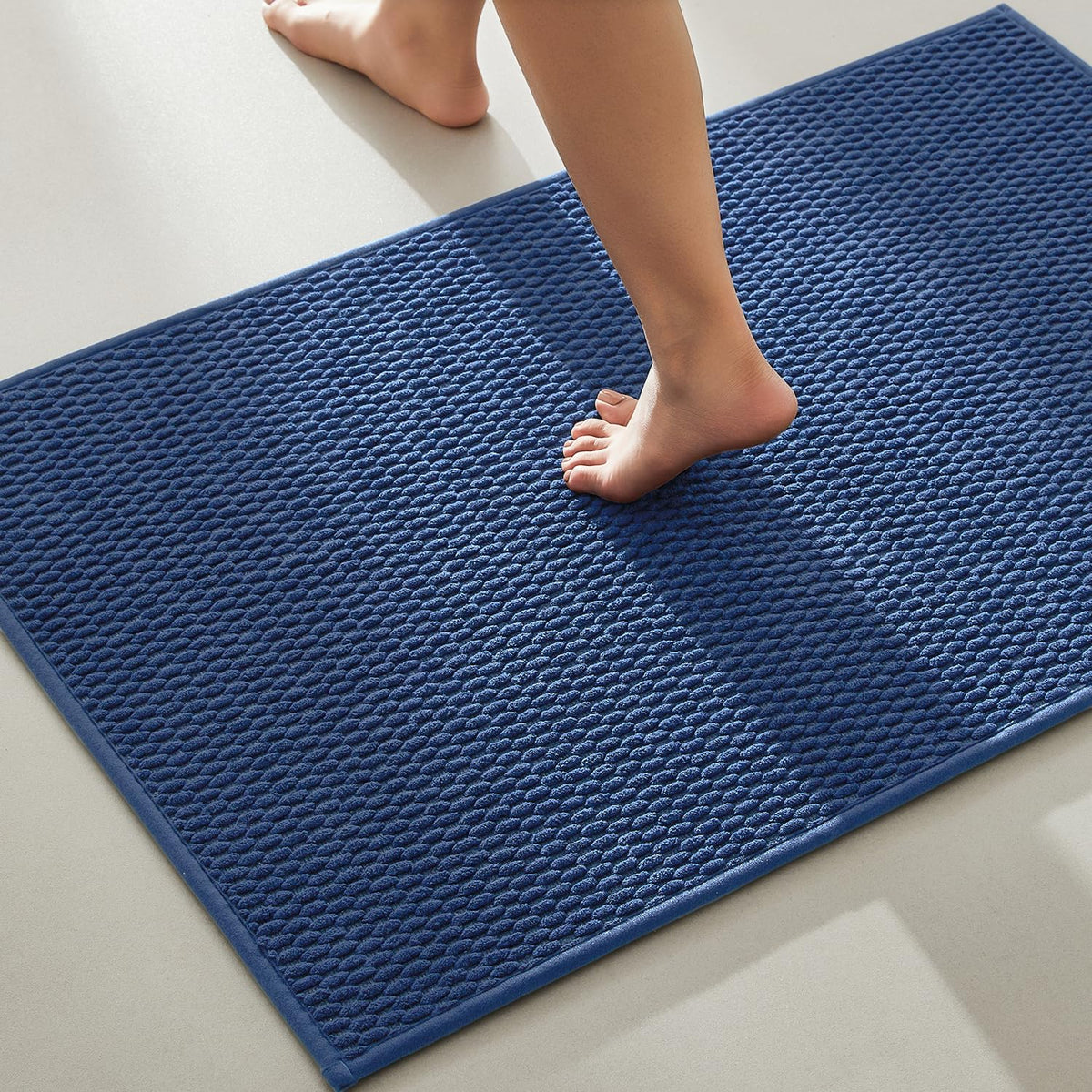 TYUU Bathroom Runner Rugs, Long Bath Mat Runner Washable Thin Quick Dry Low Pile Bathroom Runner Rugs Non Slip, Beige 24"x70"