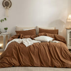 Duvet Cover Set Washed Cotton Embroidered Hem King 3‑Pcs