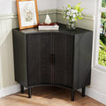 Lxsxlome Fluted Corner Cabinet with Sliding Doors and Adjustable Shelves