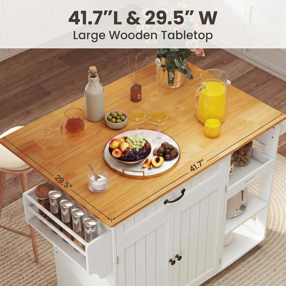 Gizoon Update 41.7" W Kitchen Island, Kitchen Island with Storage