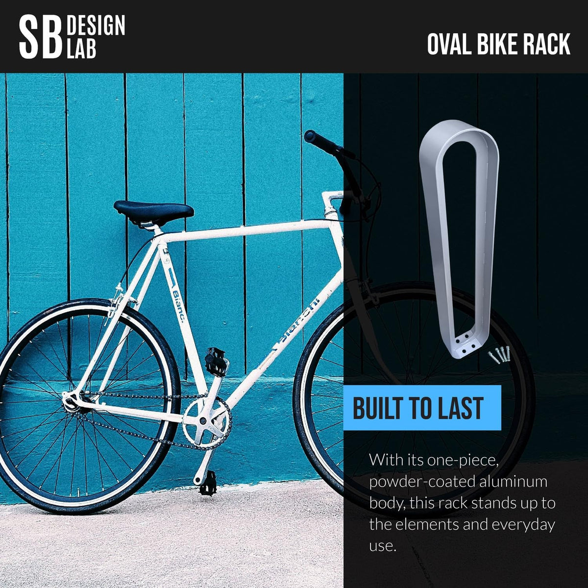 Oval Bike Rack | In-Ground Installation (Anchor Bolts Included) | Modern, Commercial, Outdoor - Gray (1, 6.5” x 3” x 35”)