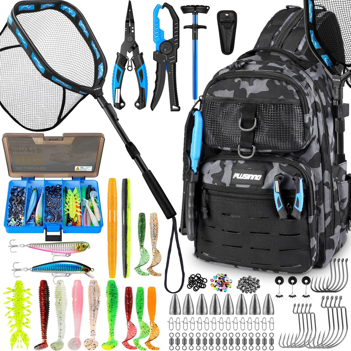 PLUSINNO Fishing Gear, Fishing Backpack with Tackle Box, Tackle Backpack