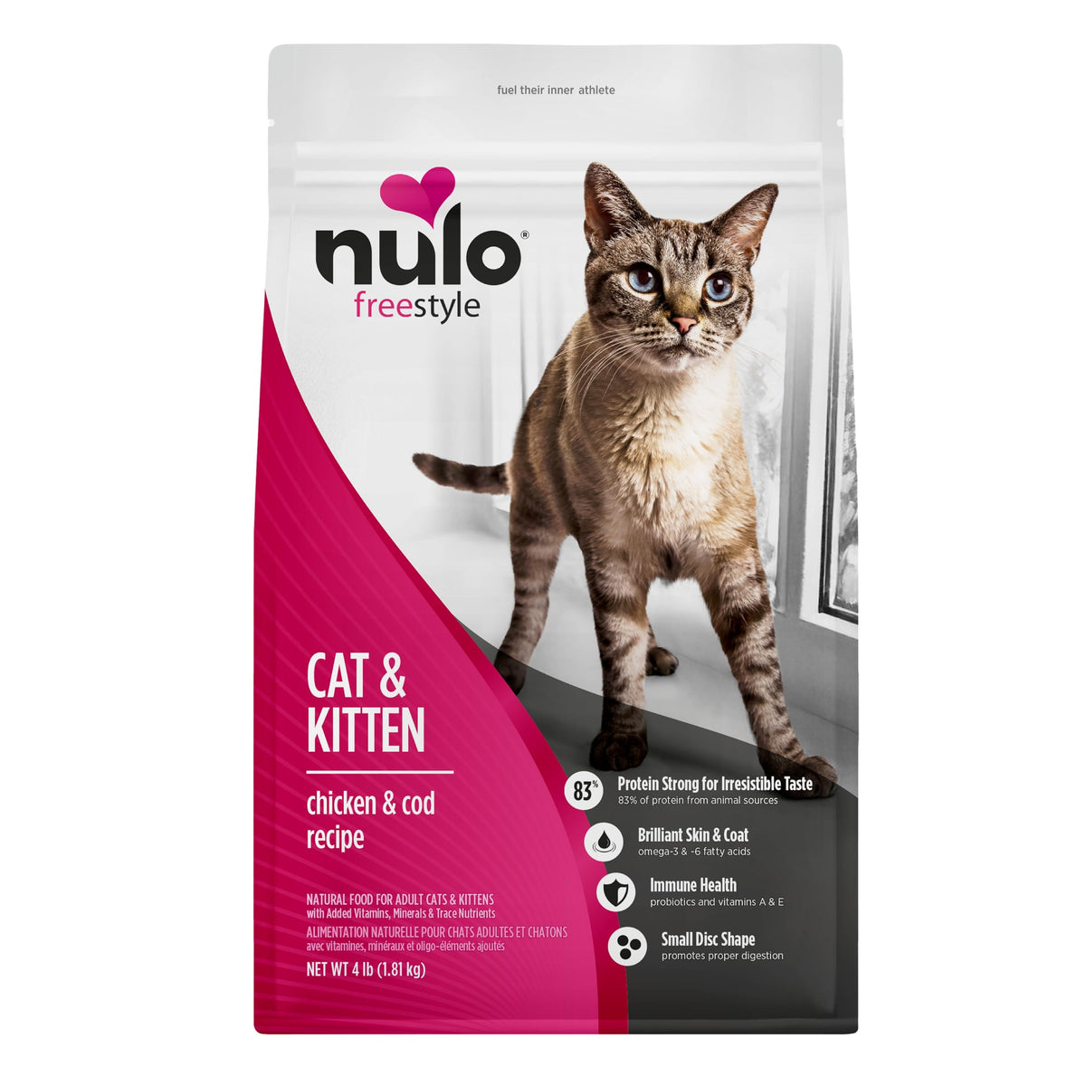 Nulo Freestyle Cat & Kitten Dry Food - Chicken & Cod Recipe, High Protein Grain Free Cat Food, Natural Kibble with Probiotics & Omega Fatty Acids, 14lb Bag