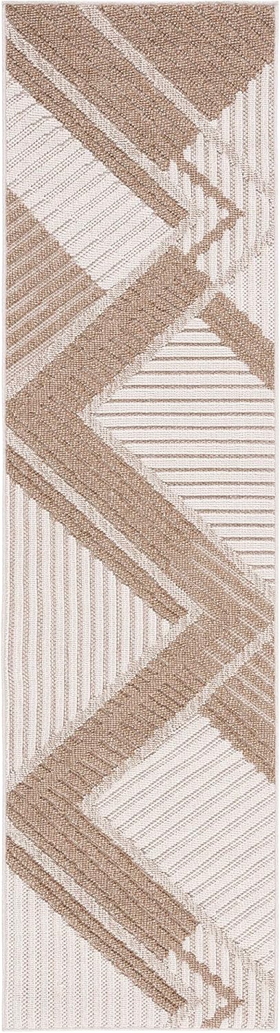 SAFAVIEH Washable Rug Outdoor Global Collection - 2'2" x 16' Runner, Beige & Light Beige, Non-Shedding & Easy to Clean, Ideal for Patio, Backyard, Mudroom (GLB220B)