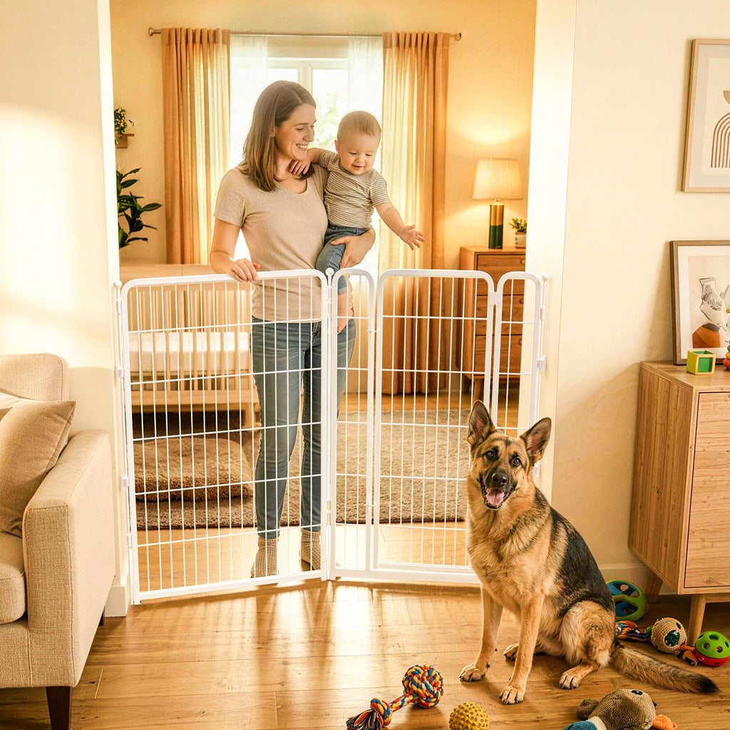 FXW Dog Gate, Extra Wide Adjustable for Openings Up to 111", 32" H