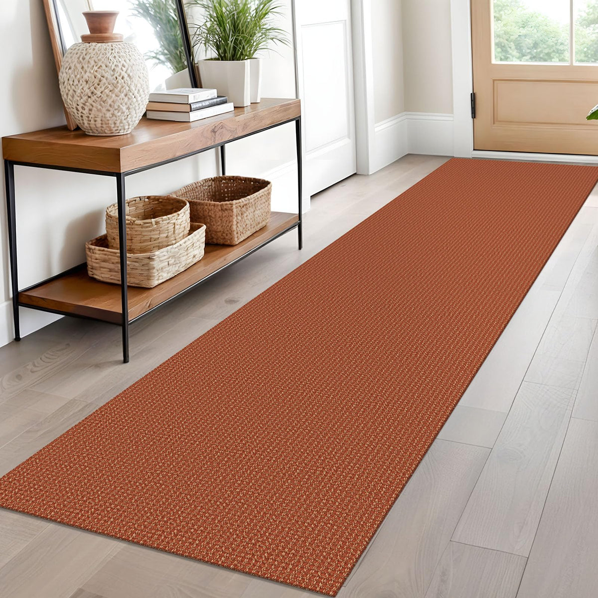 EARTHALL Woven Area Rugs 6x9 Ft Washable Living Room Rugs Non Slip Rubber Backed Dining Room Rug Braided Bedroom Rugs Indoor Floor Carpet for Living Room, Bedroom, Dining Room, Beige/Ivory