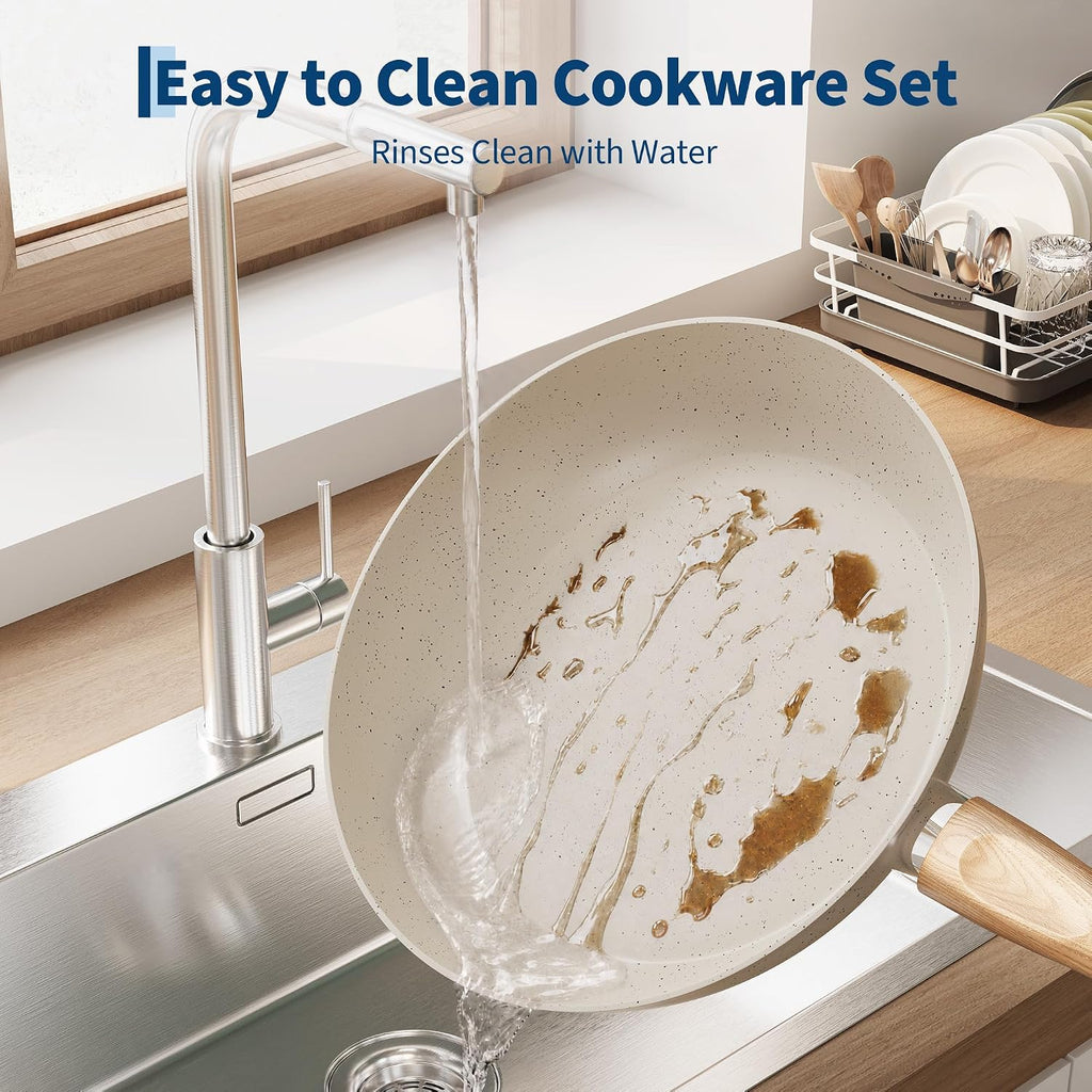 Garvee 21 Piece Non-Stick Pots and Pans Set Ceramic Cookware