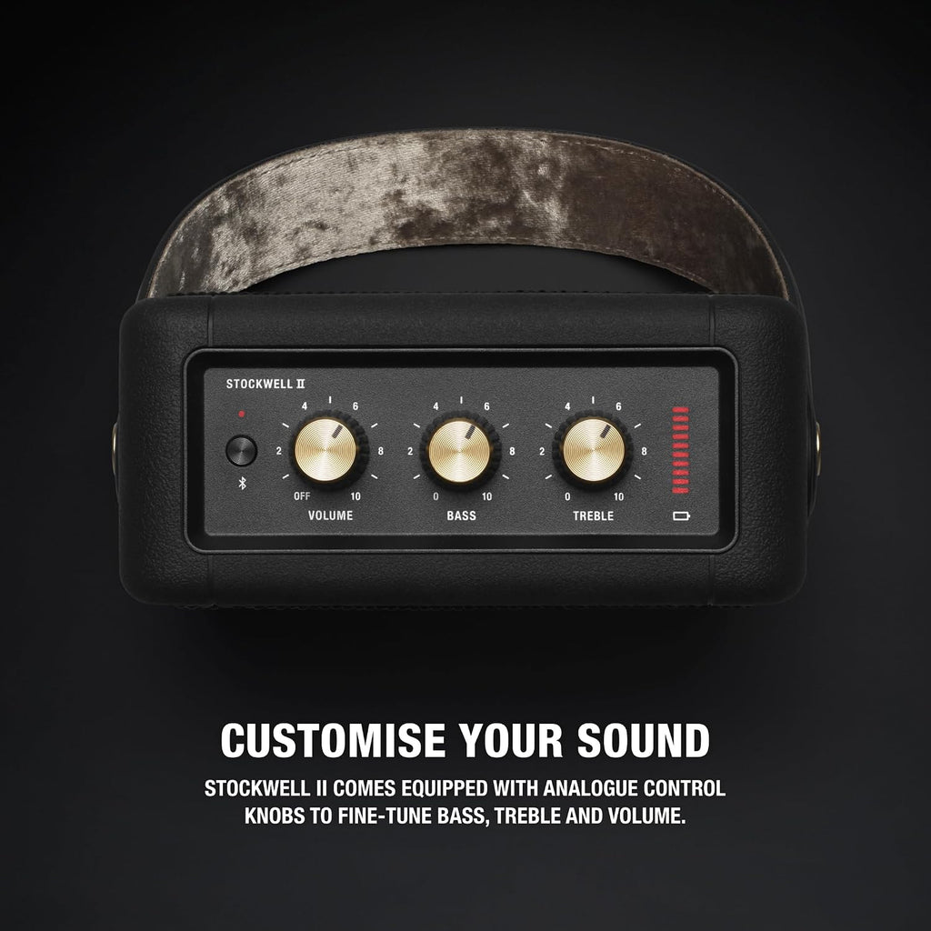 Marshall Stockwell II Portable Bluetooth Speaker - Black and Brass