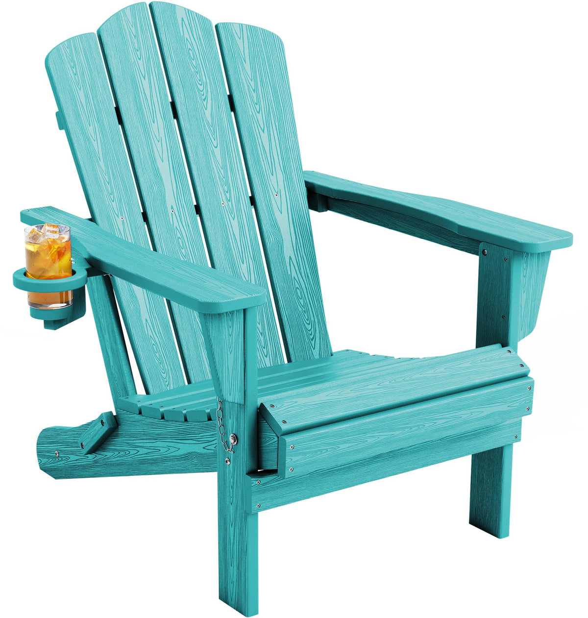 KINGYES Folding Adirondack Chair Set of 4 with Cup Holder, Navy
