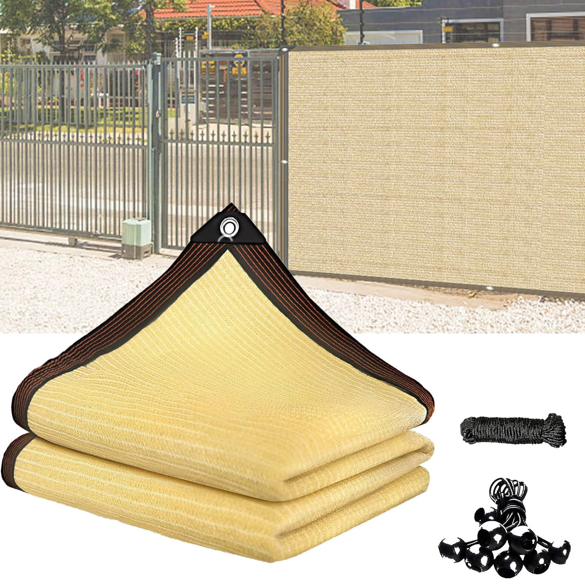 16x31 FT,Beige HDPE Mesh Tarp with Upgraded Grommets,Outdoor Sunblock Shade Cloth, for Plants Greenhouse Outdoor Pergola Lawn Kennel Chicken Coop
