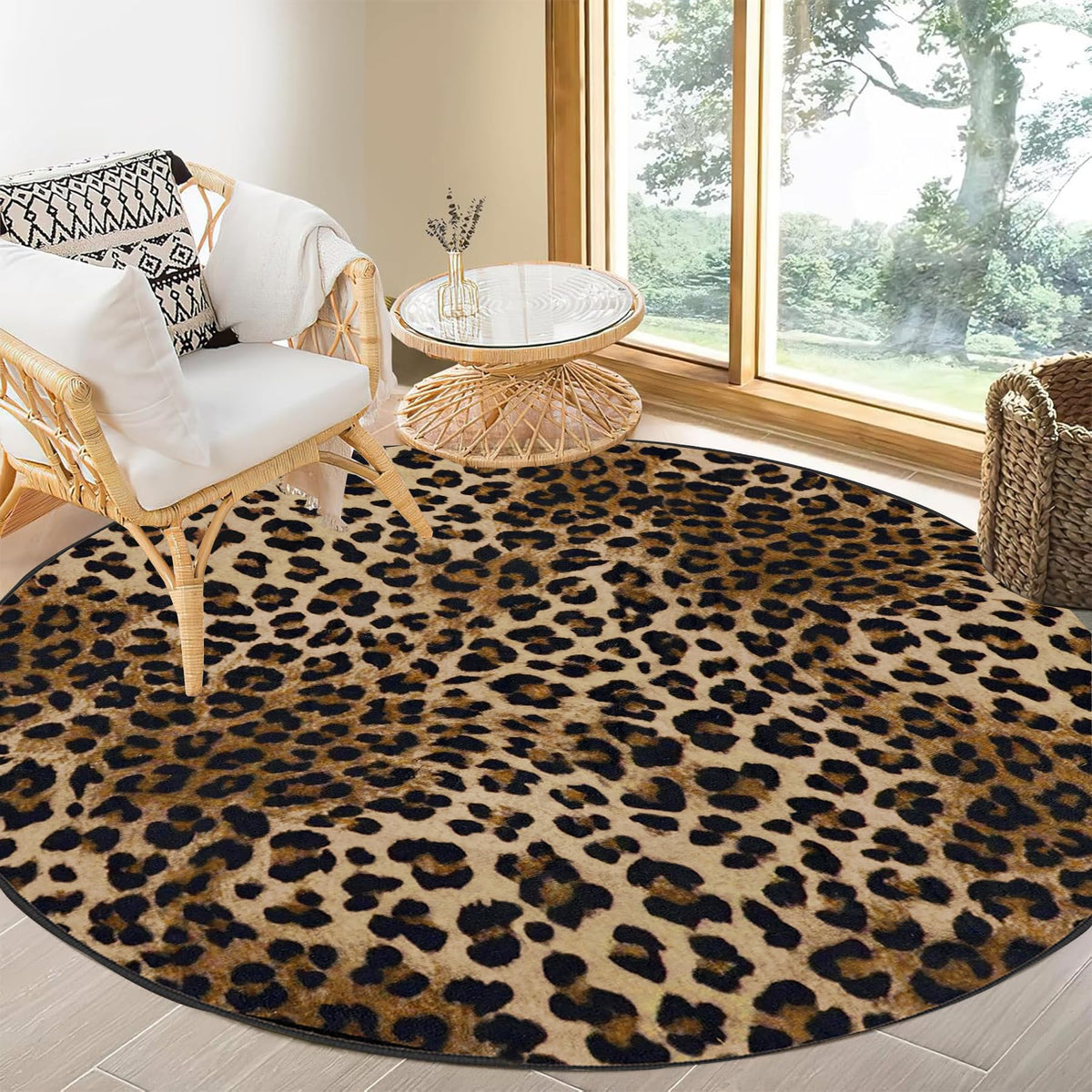 Leopard Rug 5x7 Washable Animal Print Rug Living Room Large Carpet Soft Non-Slip, Non-Shedding Brown Carpet for Office Dormitory Bedroom