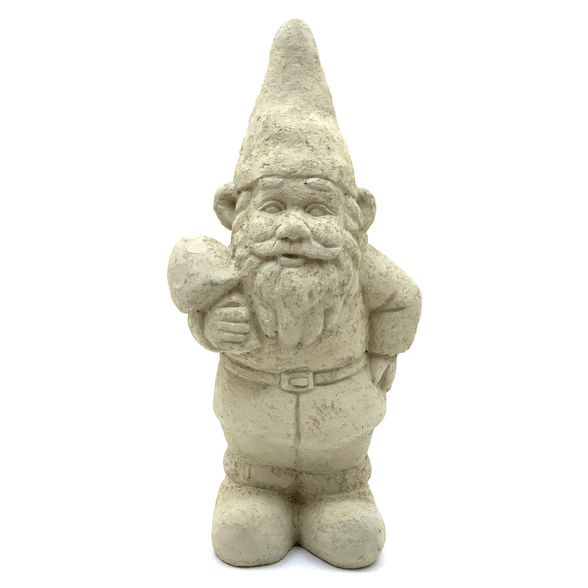 Vintage Garden Gnomes (Set/5): Durable Solid Stone Statues with Aged Texture. Sealed for Outdoor Use. Handcrafted USA. (Classic/Whitish)