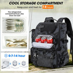 RAINSMORE Fishing Backpack 40L Tackle Backpack with Rod Holders & Cooler