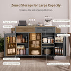 RALGEND Kitchen Island with Power Outlets & Drop Leaf, Kitchen Cart with Storage, Drawer and Spice Rack, Tower Rack, Island Table, Black and Rustic Brown