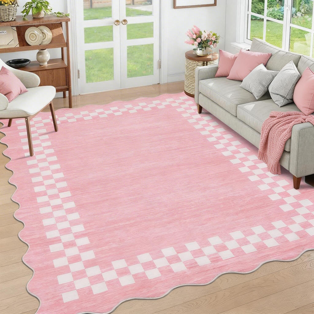GarveeHome 5x7 Washable Area Rug Checkered Rug for Bedroom Living Room