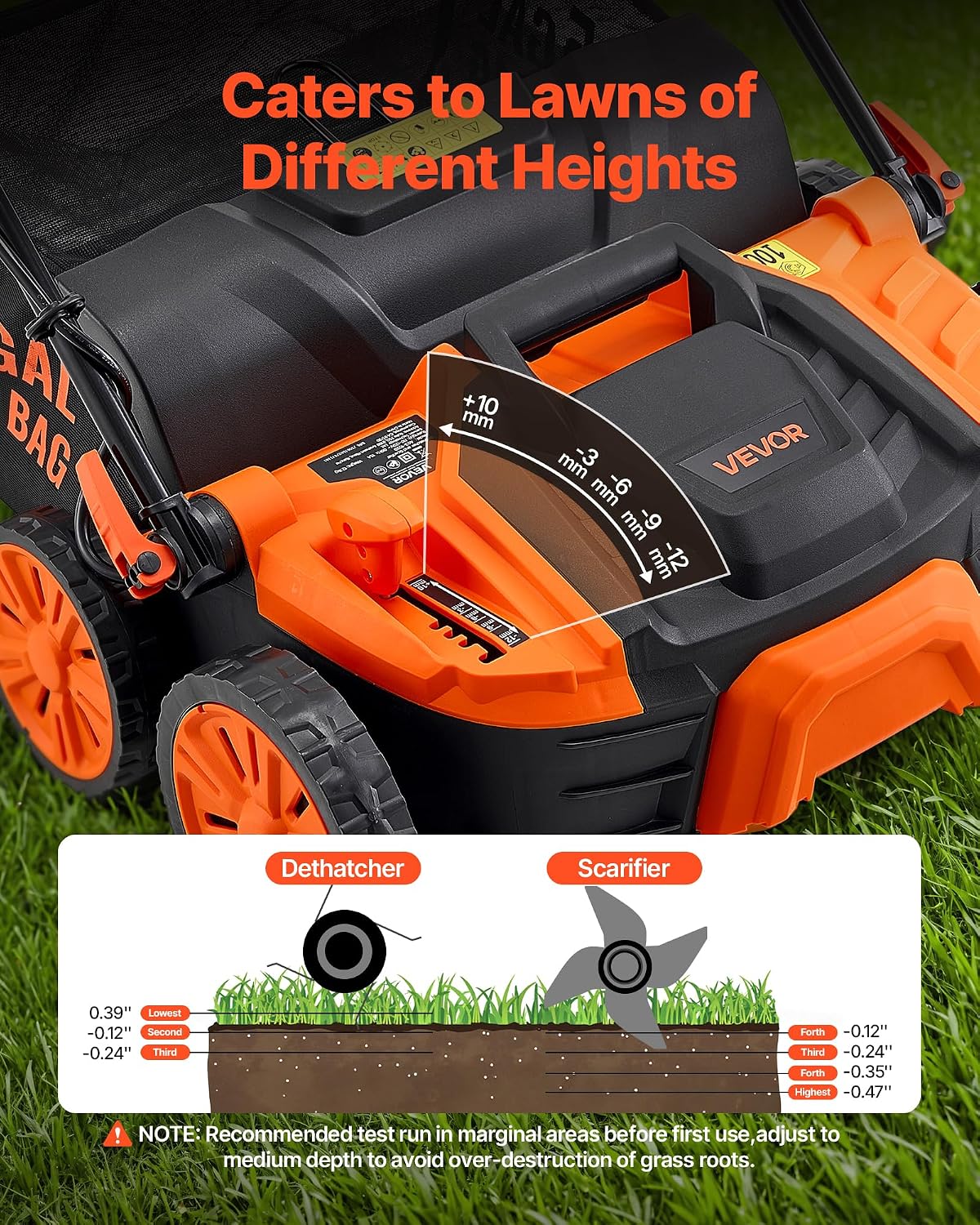 VEVOR 2-in-1 Electric Dethatcher and Scarifier, 16-Inch 15 Amp, Corded
