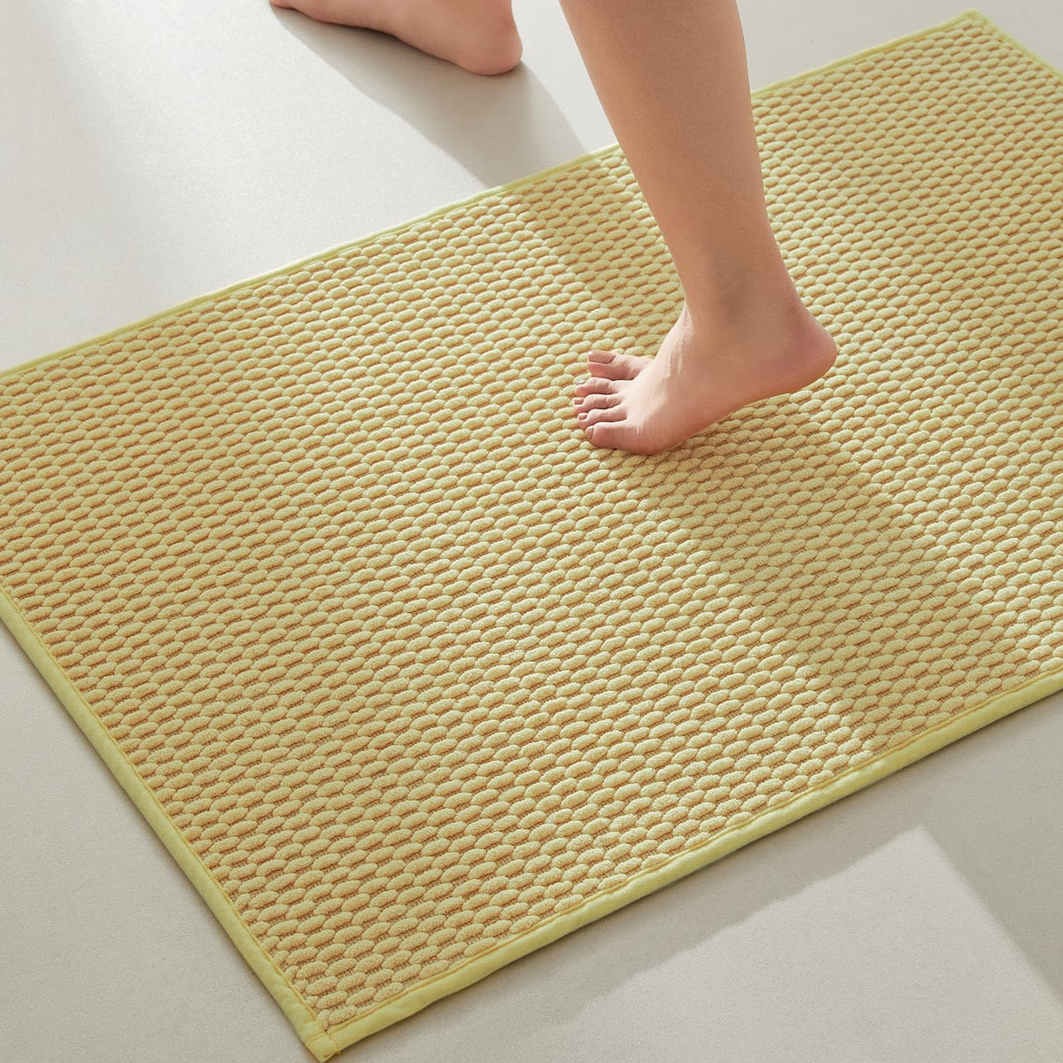 TYUU Bathroom Runner Rugs, Long Bath Mat Runner Washable Thin Quick Dry Low Pile Bathroom Runner Rugs Non Slip, Beige 24"x70"
