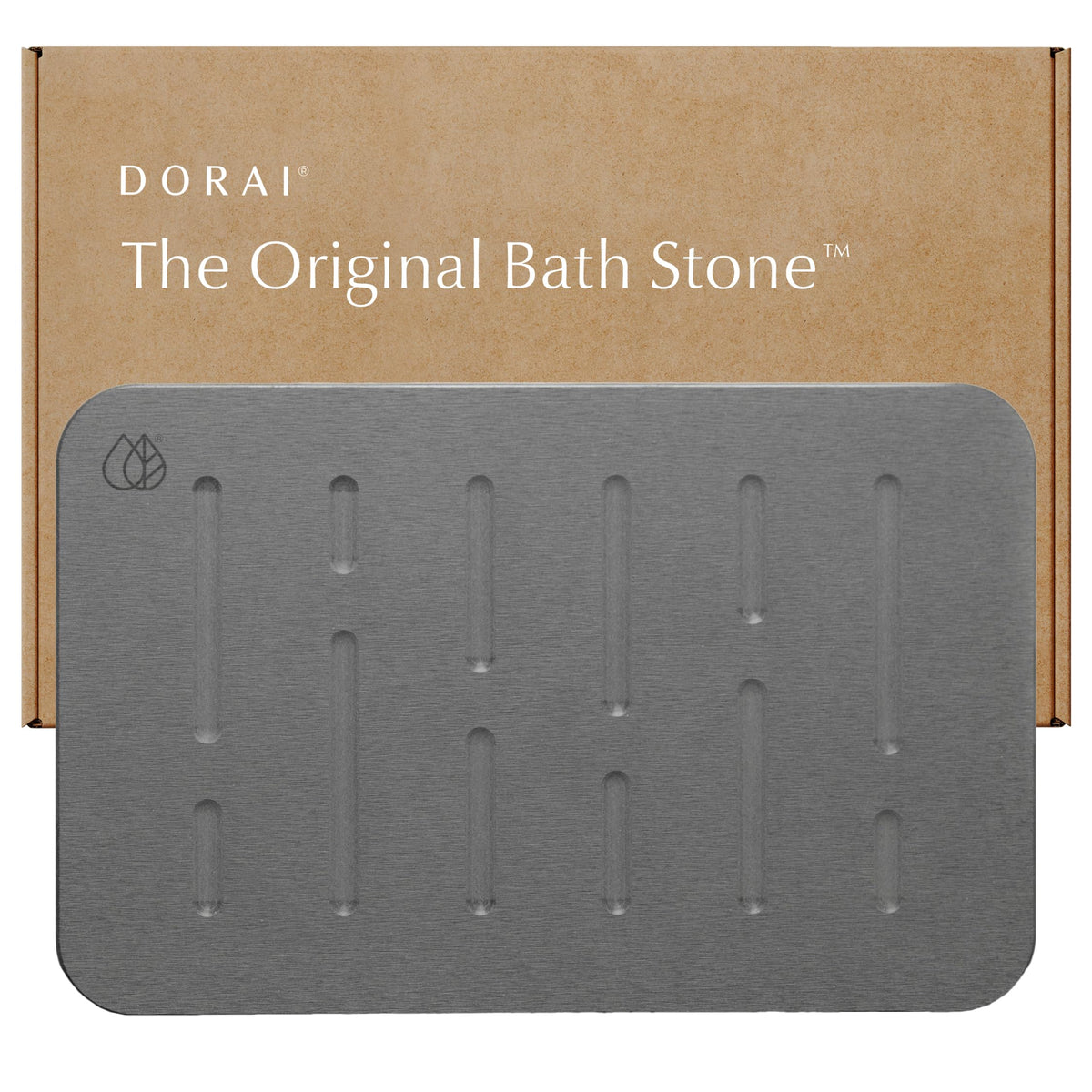 Dorai Home Stone Bath Mat - Premium Diatomaceous Earth Bath Floor Mats with Non-Slip Base, Fast-Drying Modern Shower Mat for Bathroom | Rain Slate