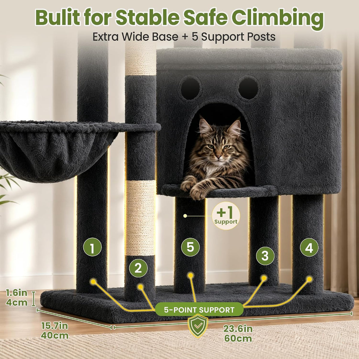 Cat Tree for Indoor Cats Large Adult, 84 in Extra Tall Heavy Duty Cat Tower