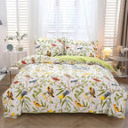 URBONUR 100% Cotton Floral Queen Duvet Cover Set 3-Pieces Botanical Bedding