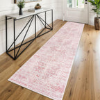 KUTA Vintage Extra Long Runners for Hallways 2.6x18ft Washable Blue White