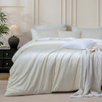 MooMee Queen Duvet Cover Set 100% Extra Long Staple Cotton Cooling Bedding