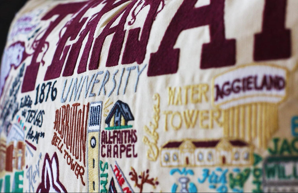 Catstudio Texas A&M Aggies Hand Embroidered Throw Pillow