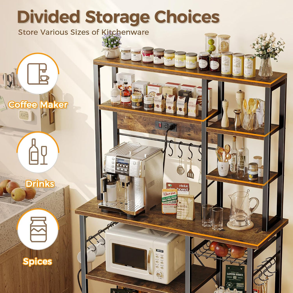 SUPERJARE Large Bakers Rack with Power Outlets, 39.6 Inches Microwave Stand