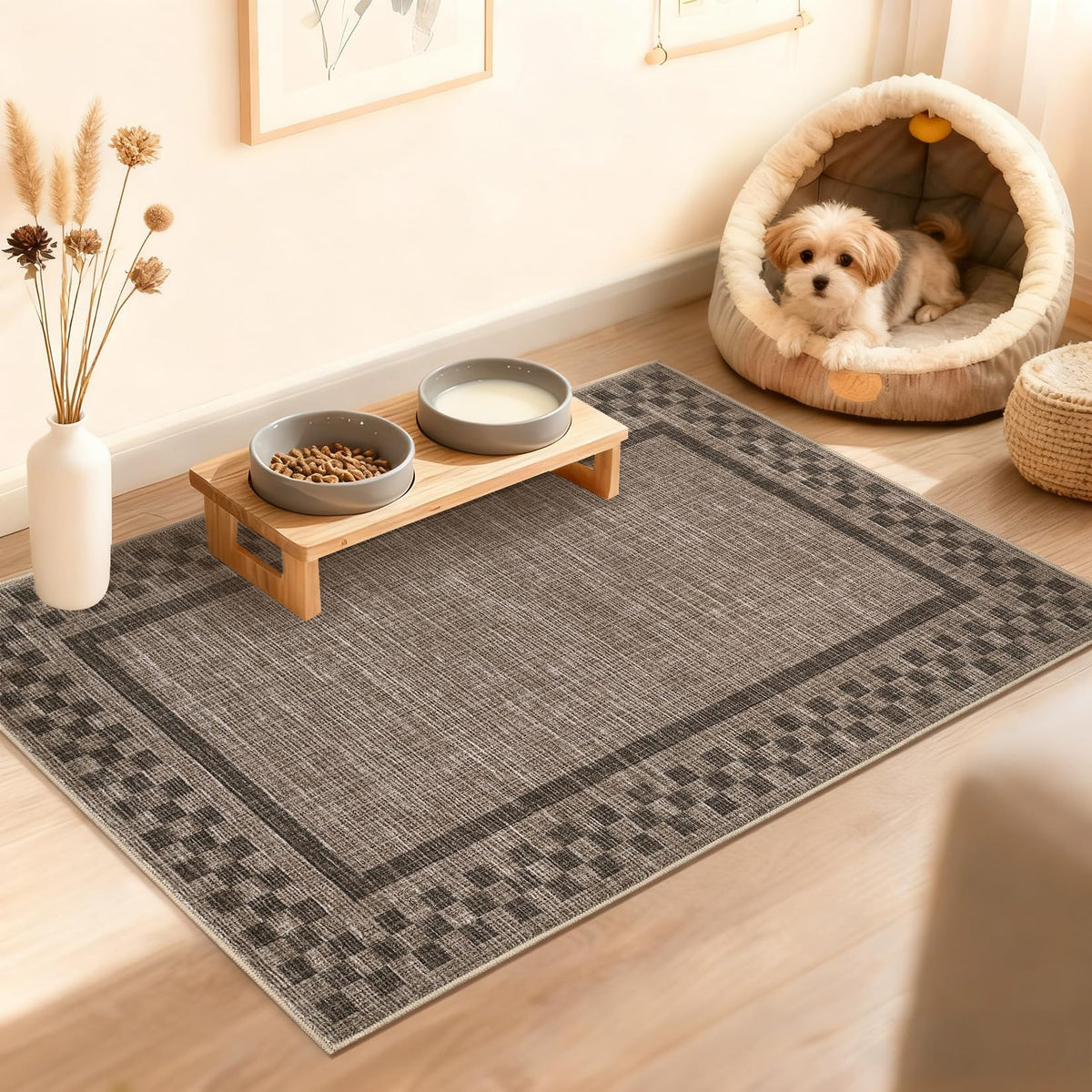 GarveeHome 5x7 Washable Area Rug Checkered Rug for Bedroom Living Room