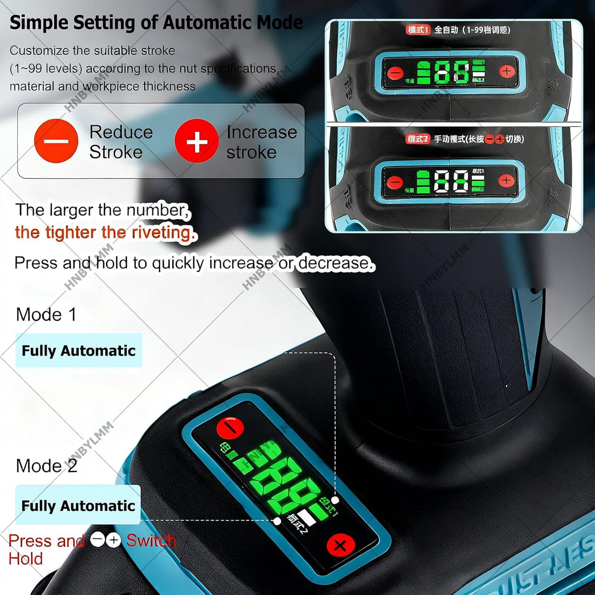 Electric Rivet Nut Gun Set, Cordless Automatic Riveter Tool