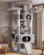 Gitelsnour Cat Tree, 74" Tower for Large Cats, Big Condo & Hammock GCT030W