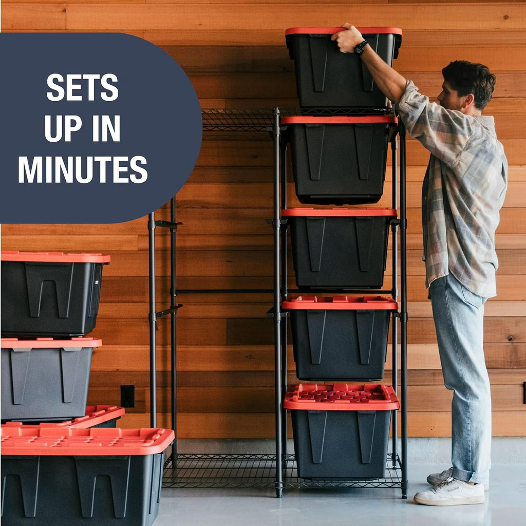 CleverMade 27 Gallon Tote Storage Rack, 10-Bin Double Tower, 500 lb, Black