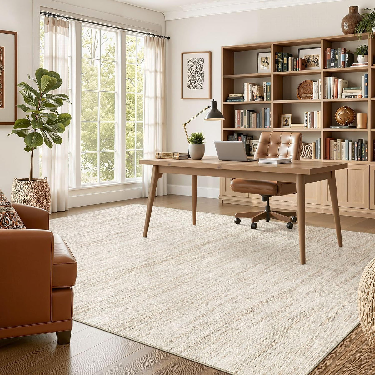 Nakagishi Boho 8x10 Area Rug Living Room Rugs Machine Washable Beige