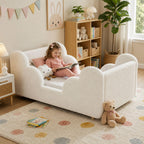 DoCred Toddler Bed, Upholstered Montessori Floor Bed with Dual Entrances