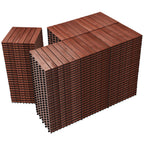 PrimeZone 54 PCS Solid Acacia Wood Interlocking Deck Tiles Outdoor, Brown