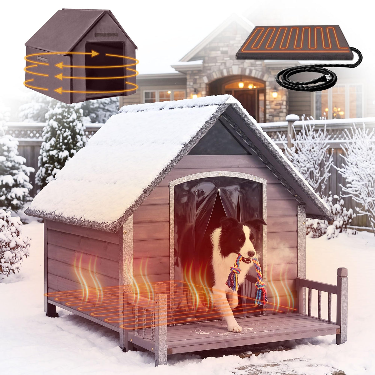 GUTINNEEN Extra Large Dog House Outdoor with Reinforced Iron Frame