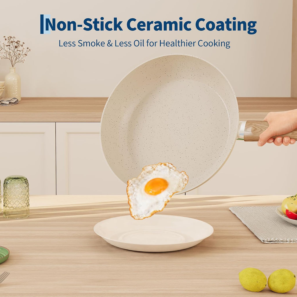 Garvee 21 Piece Non-Stick Pots and Pans Set Ceramic Cookware
