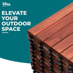 Bliss Outdoors Acacia Interlocking Deck Tiles, 6-Slat, Red, Set of 30