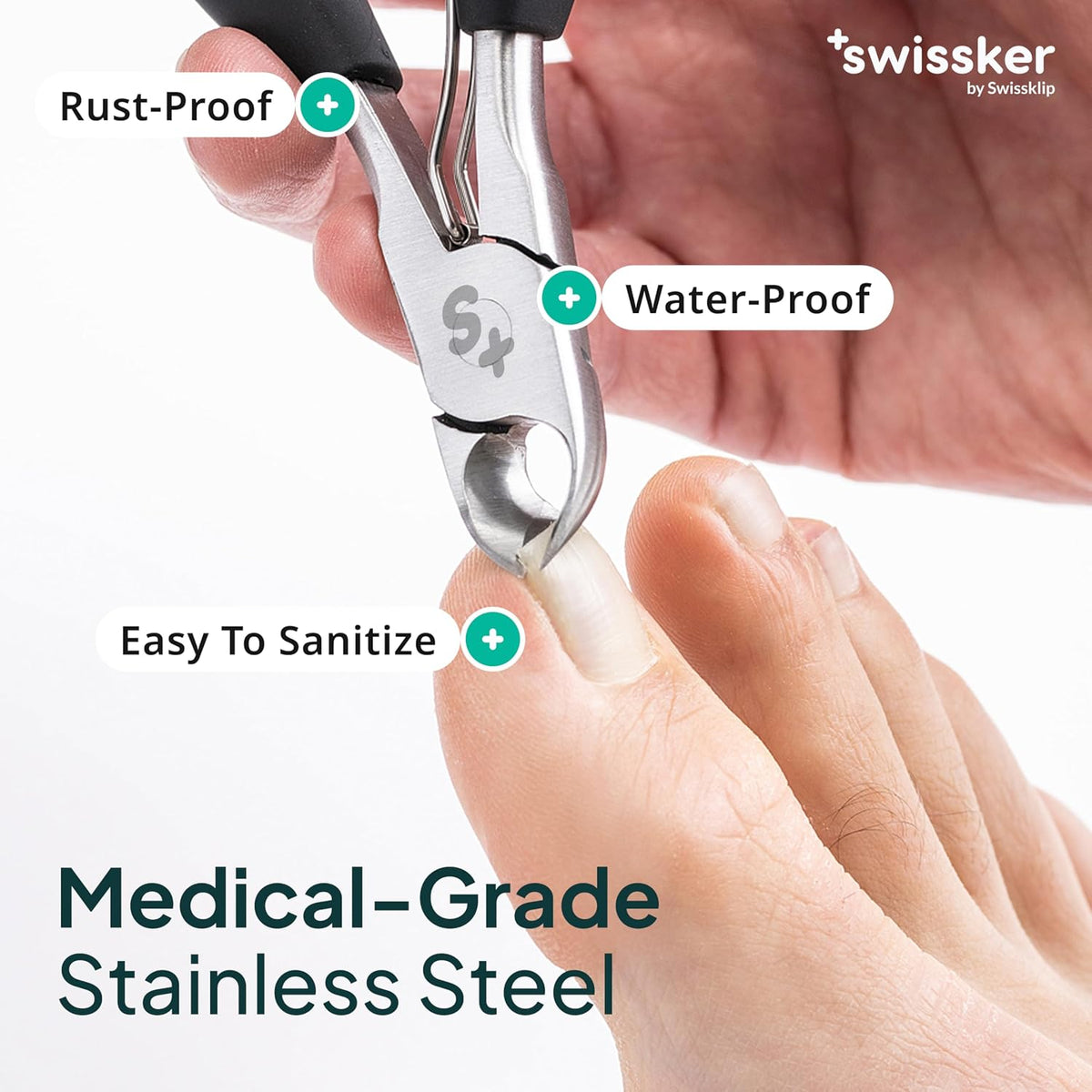 Swissker by Swissklip Heavy Duty Toenail Clippers for Seniors & Thick Nails