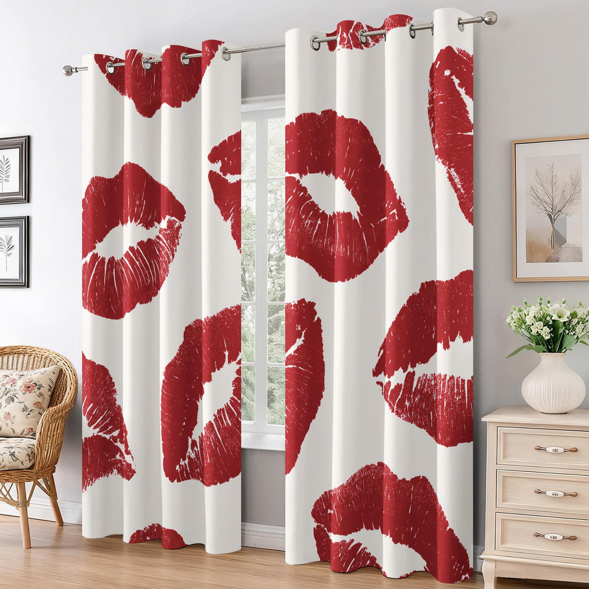 Cute Love Heart Curtains Blackout for Living Room Bedroom, Girls Kids Women Curtains 96 Inch Length 2 Panels Set, Thermal Insulated Grommet Drapes - Pink Heart-Shaped Home Decor Q2K-X16