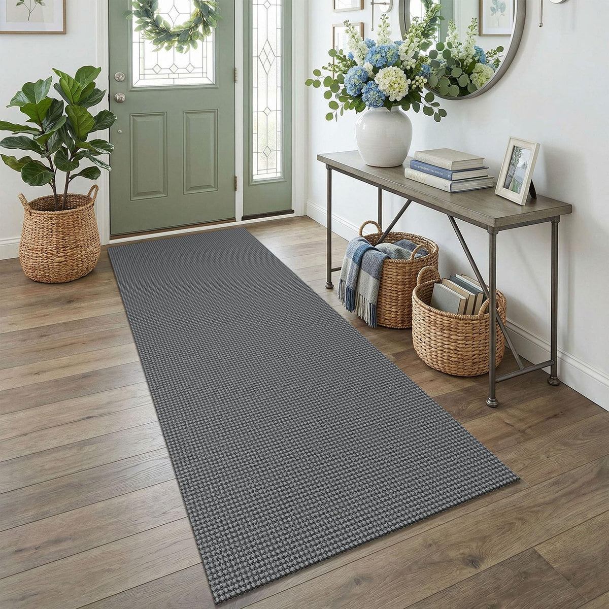 EARTHALL Woven Area Rugs 6x9 Ft Washable Living Room Rugs Non Slip Rubber Backed Dining Room Rug Braided Bedroom Rugs Indoor Floor Carpet for Living Room, Bedroom, Dining Room, Beige/Ivory