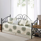 HESTIN 4Pcs Sky Blue Scallop Daybed Cover Set 75"x39" Petunia Embroidery