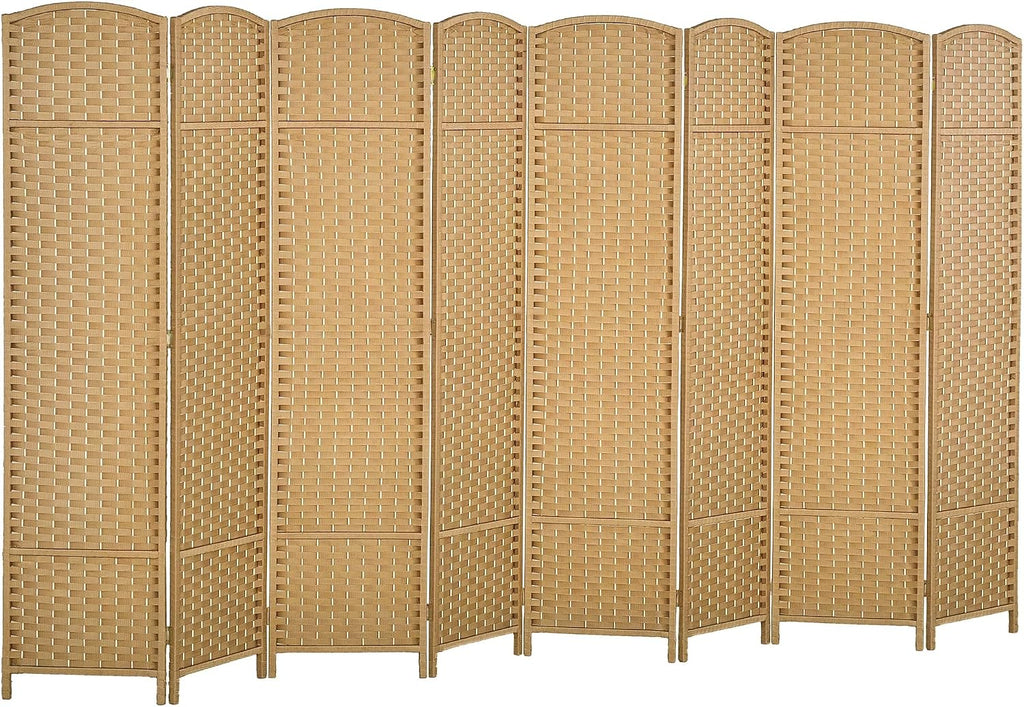 HOMCOM Room Divider 8 Panel Folding Privacy Screen 5.6' Tall Nature Wood
