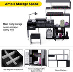 Kikihouse Manicure Table with Dust Collector, L-Shaped Nail Desk with Stool